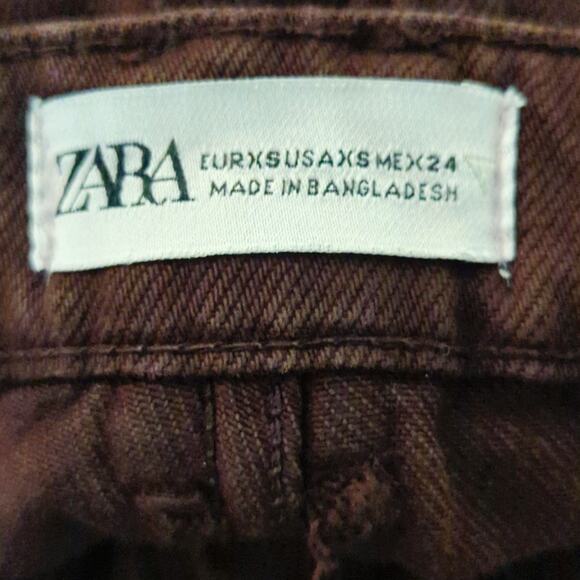 Zara Brown Pants Women's XS High Waisted Straight Leg Casual Neutral Minimalist - Picture 11 of 11